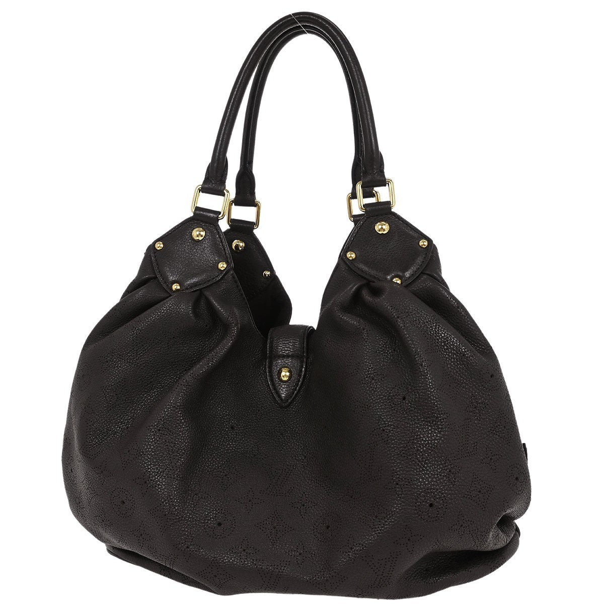 Louis Vuitton L Hobo Mahina Leather, BROWN, LEATHER, Handbag