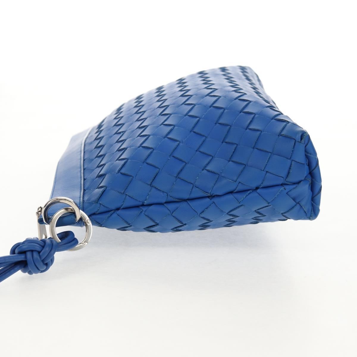 Bottega Veneta Zip Pouch Intrecciato Nappa, BLUE, LEATHER, Clutche & pouche