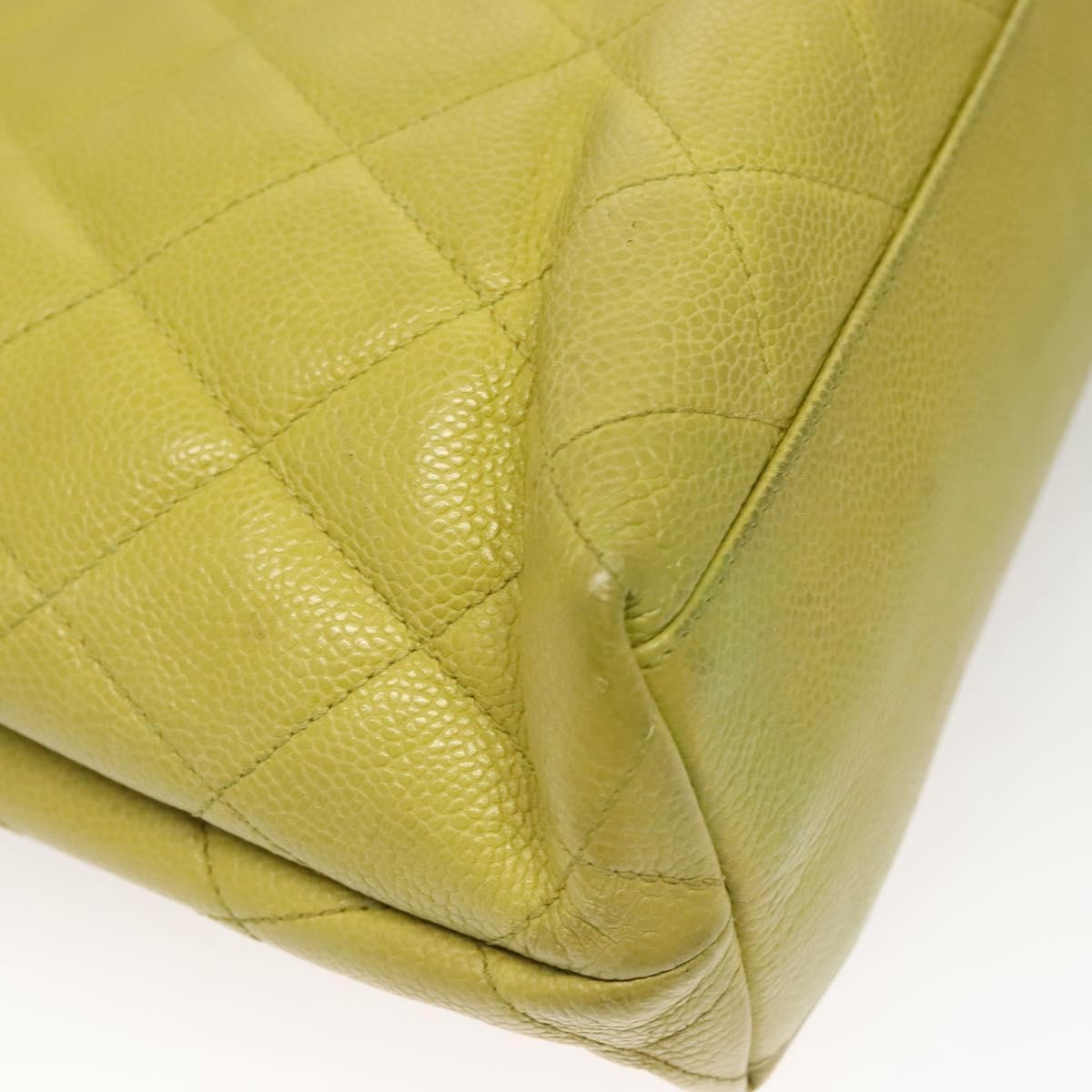 Chanel Vintage Front Pocket Shoulder Bag Quilted Caviar, GREEN, LEATHER, Shoulder bag