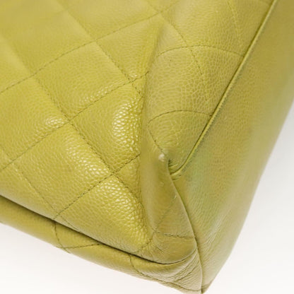 Chanel Vintage Front Pocket Shoulder Bag Quilted Caviar, GREEN, LEATHER, Shoulder bag
