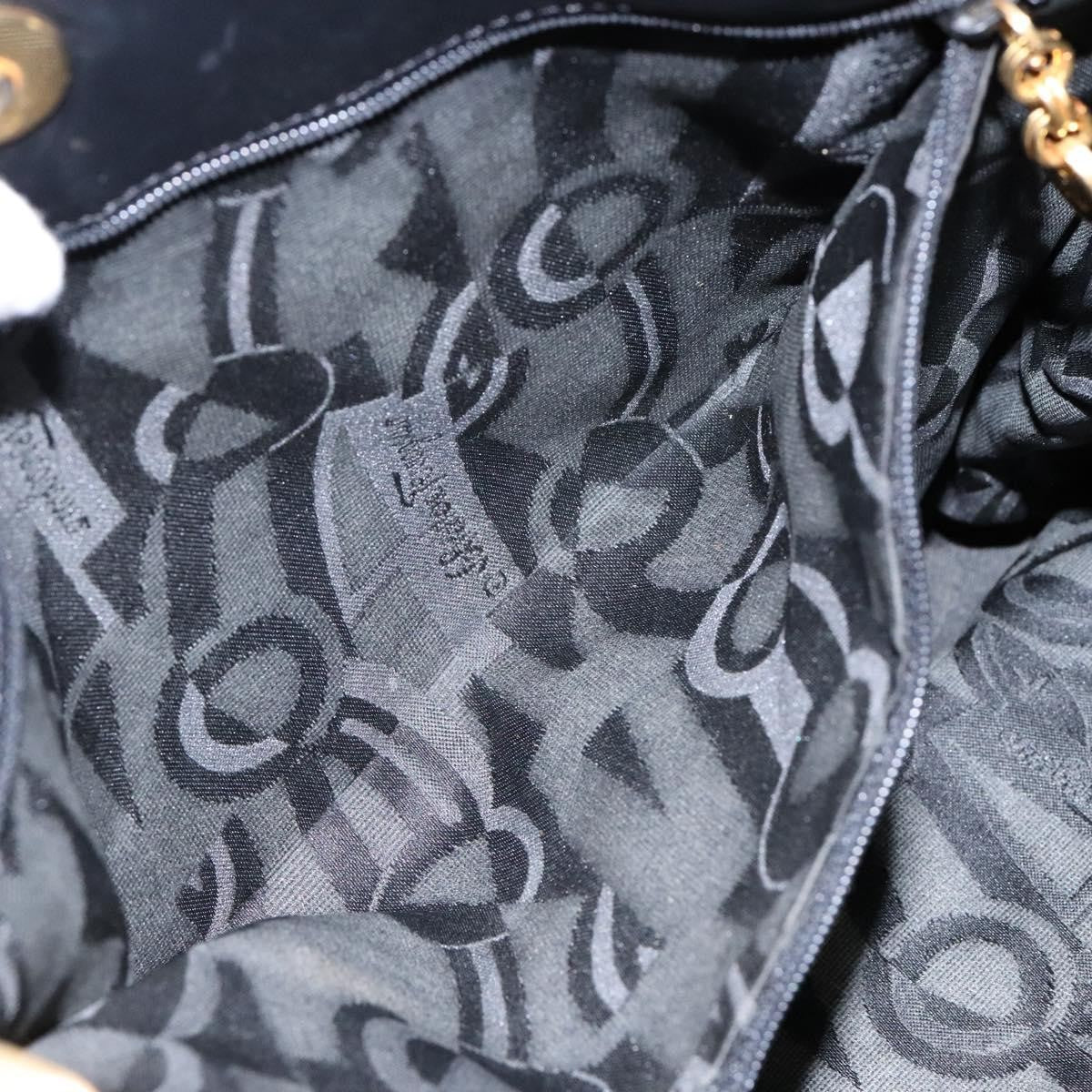 Salvatore Ferragamo Vala Shoulder Bag Canvas, BLACK, CANVAS, Shoulder bag