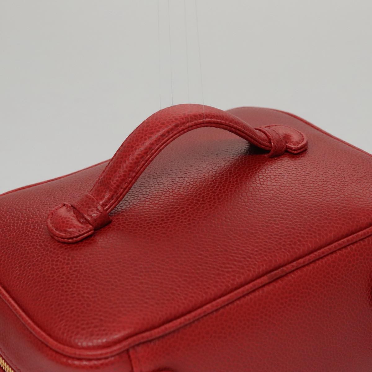 Chanel Vintage Timeless Cosmetic Case Caviar, RED, LEATHER, Clutche & pouche