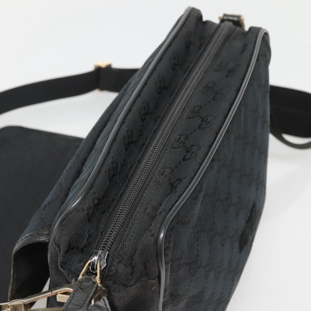 Gucci Flap Messenger Bag GG Coated Canvas, BLACK, CANVAS, Shoulder bag