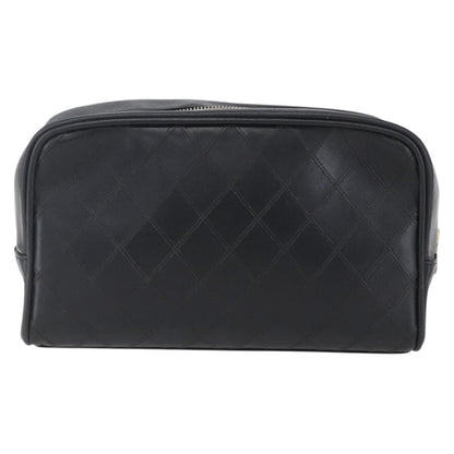 Chanel Vintage Toiletry Pouch Leather, Black, Patent Leather, Clutch