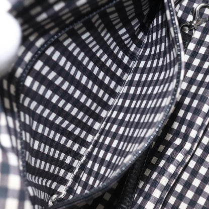 Chanel Top Handle Satchel Gingham Print Canvas, BLACK, CANVAS, Handbag