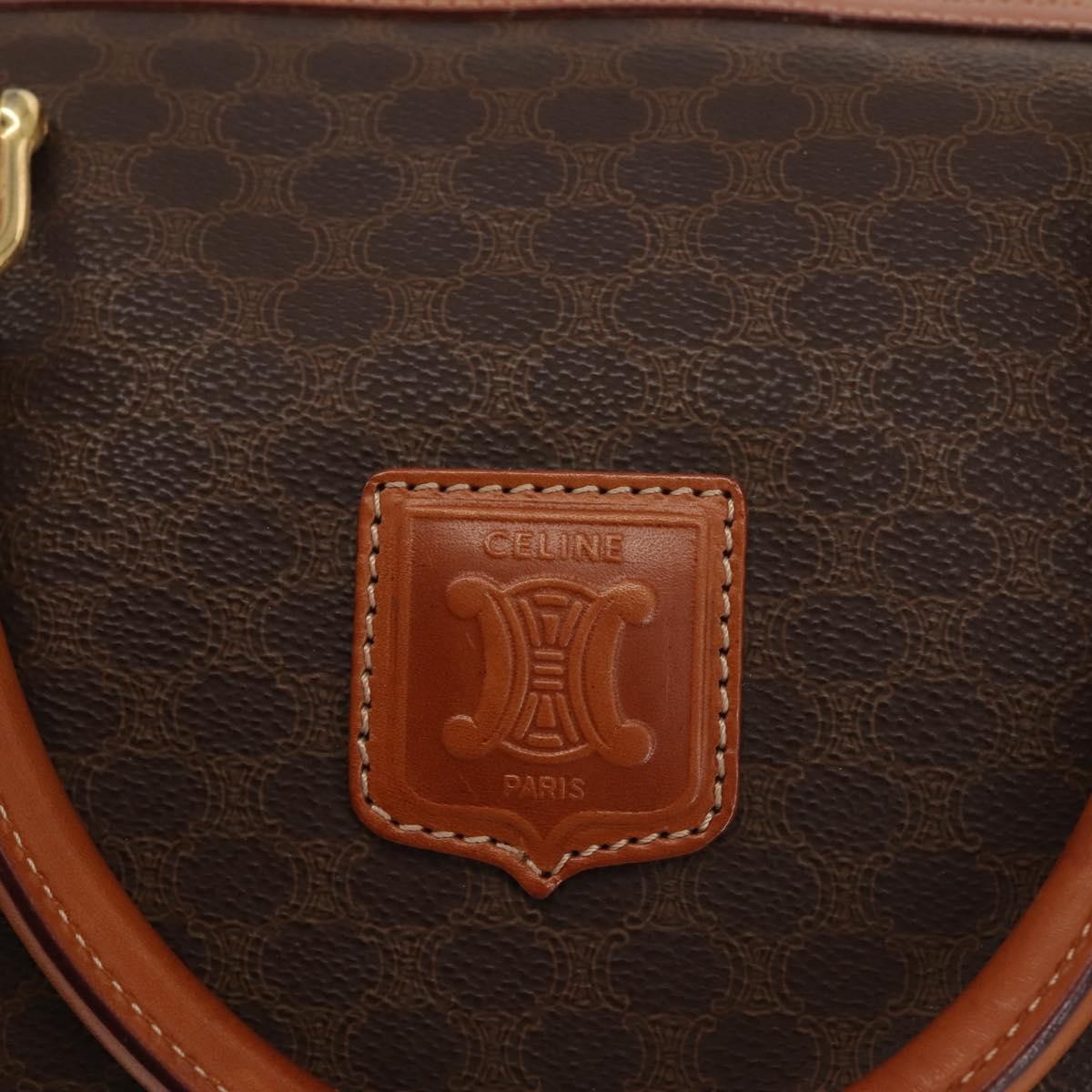 Celine Vintage Boston Bag Macadam Coated Canvas, BROWN, CANVAS, Handbag