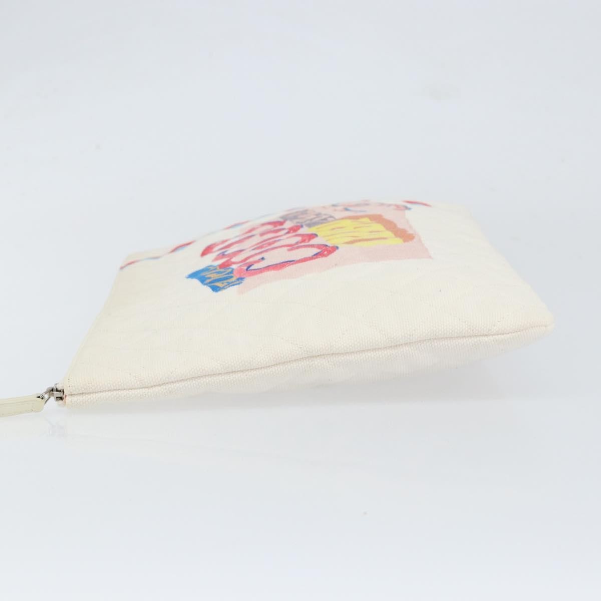 Chanel Coco Cuba Pouch Printed Quilted Canvas, WHITE, CANVAS, Clutche & pouche