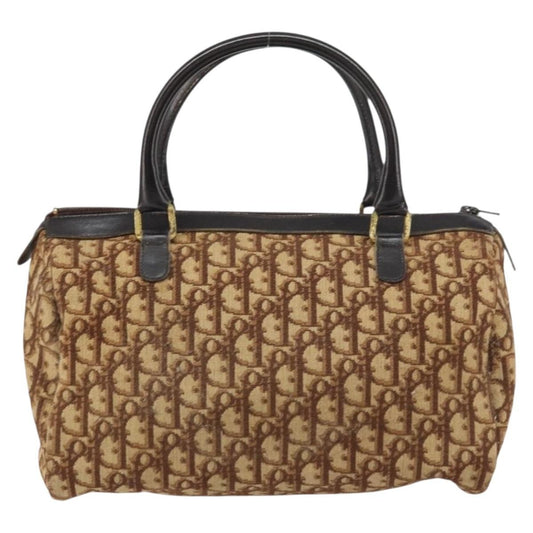 Christian Dior Vintage CD Trotter Handbag Canvas, BROWN, CANVAS, Handbag