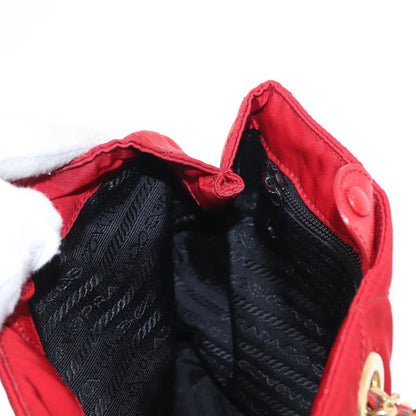 Prada Chain Shoulder Bag Quilted Tessuto, RED, NYLON, Shoulder bag