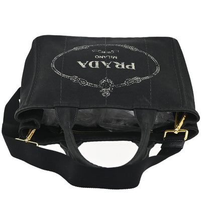 Prada Canapa Convertible Tote Canvas, BLACK, CANVAS, Tote bag