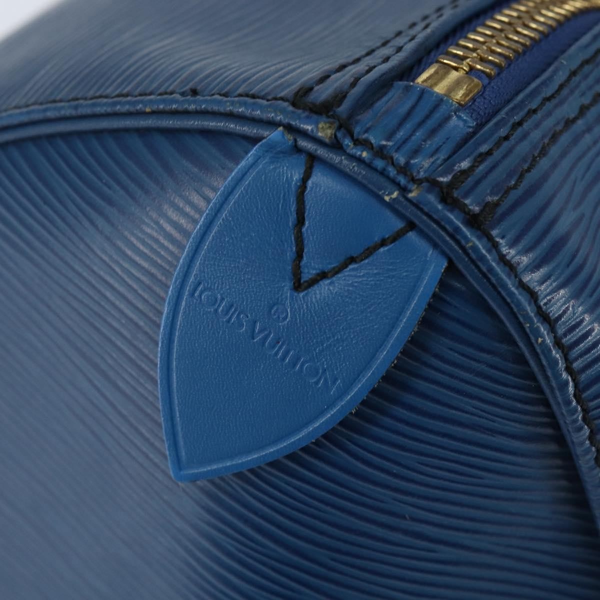 Louis Vuitton Keepall Bag Epi Leather, BLUE, LEATHER, Travel bag