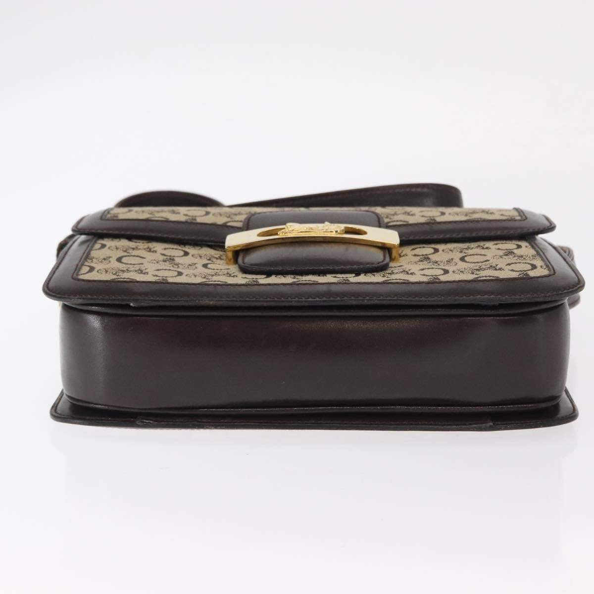 Celine Vintage Horse Carriage C Macadam Shoulder Bag Canvas and Leather, BEIGE, CANVAS, Shoulder bag