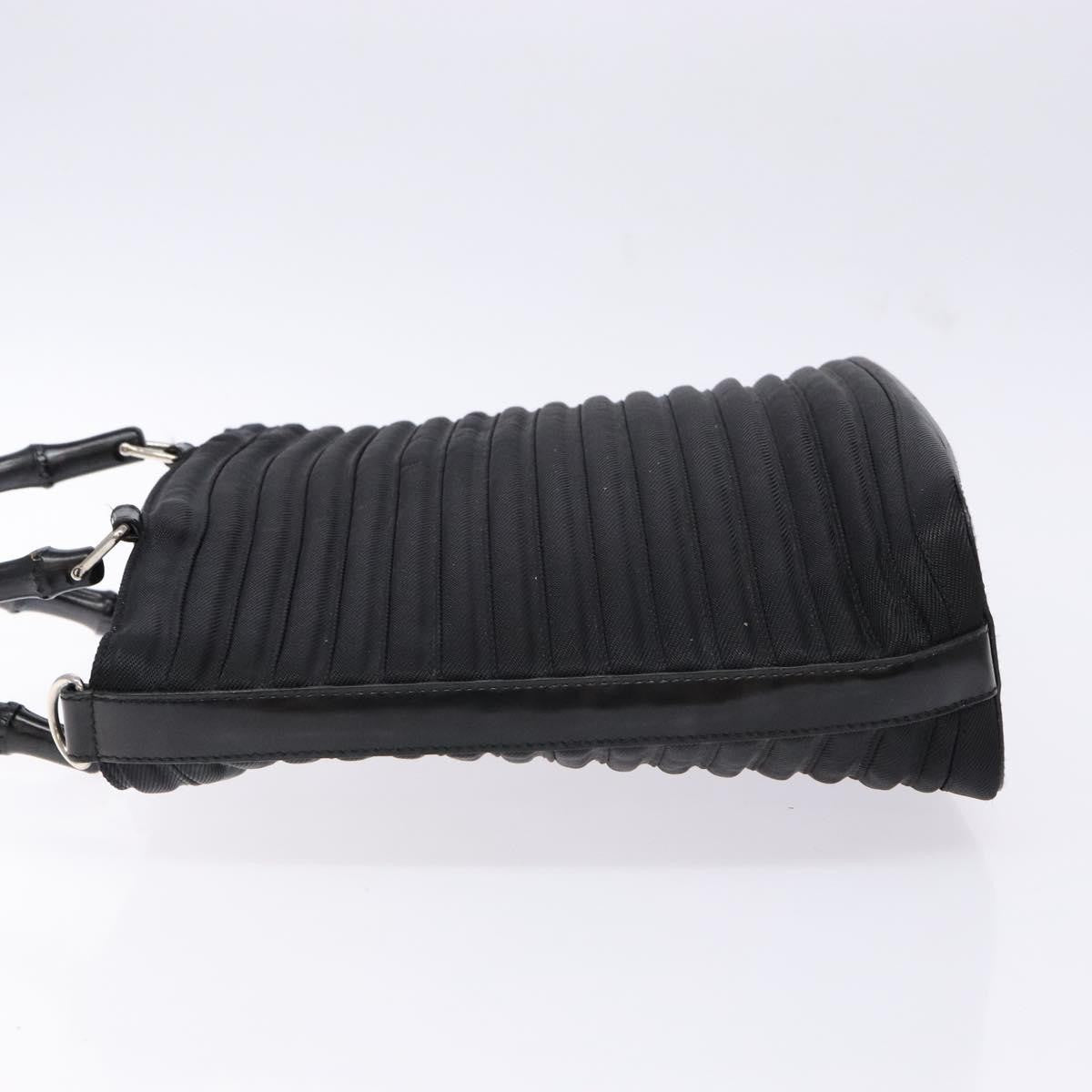 Gucci Vintage Bamboo Handle Bag Nylon, Black, Nylon, Handbag