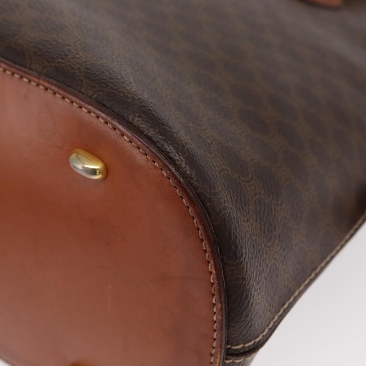 Celine Vintage Macadam Handbag Canvas and Leather, BROWN, CANVAS, Handbag