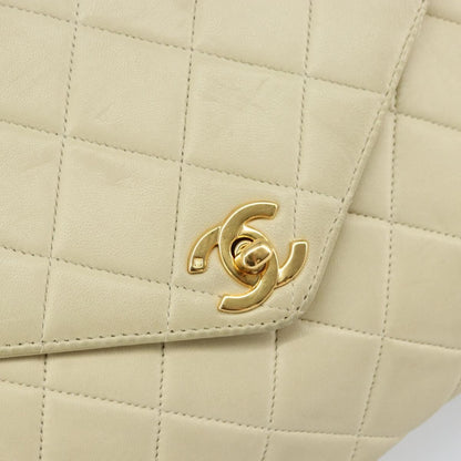 Chanel Vintage Envelope Flap Bag Quilted Lambskin, BEIGE, LEATHER, Shoulder bag