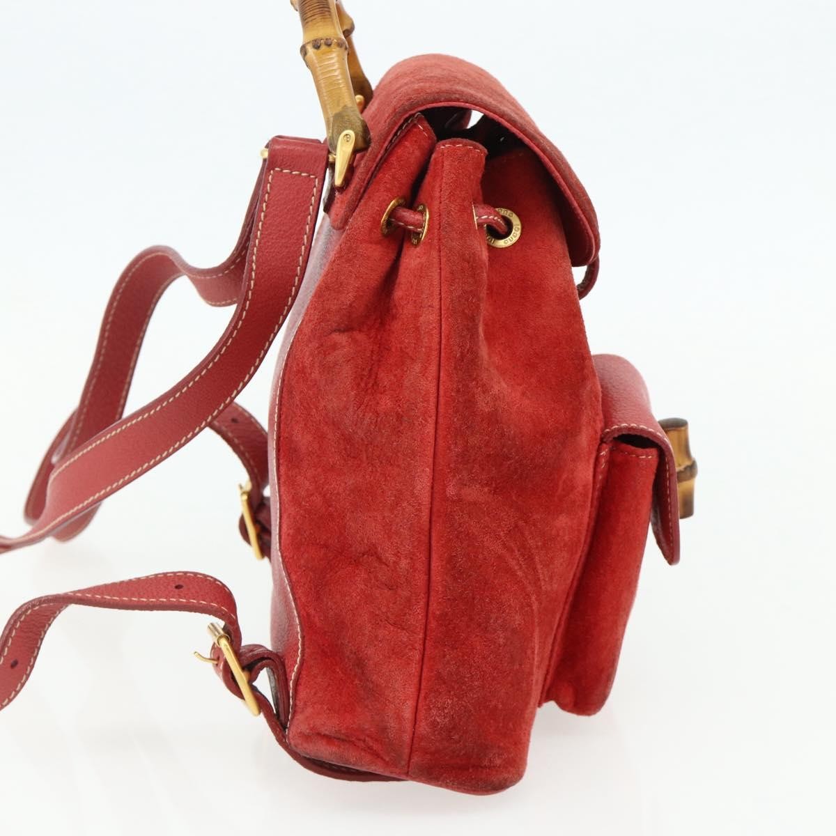Gucci Gucci bamboo backpack daim, Red, Suede, Backpack