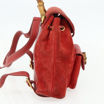 Gucci Gucci bamboo backpack daim, Red, Suede, Backpack