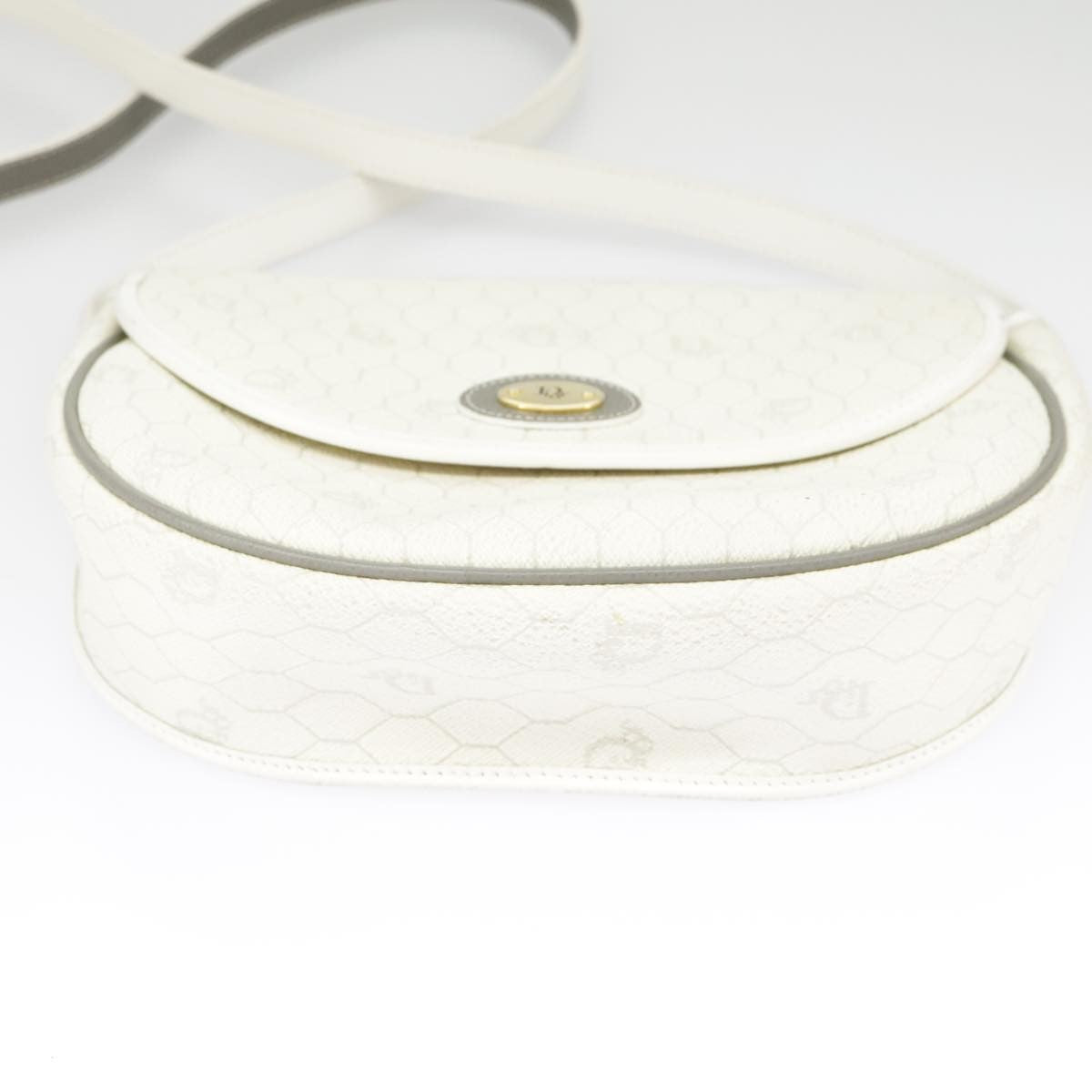 Christian Dior Vintage Honeycomb Shoulder Bag Canvas, WHITE, CANVAS, Shoulder bag