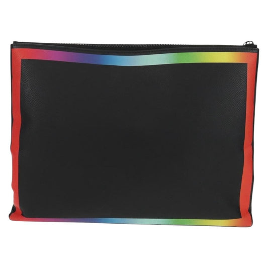 Louis Vuitton Pochette A4 Rainbow Taiga Leather, Black, Leather, Clutch