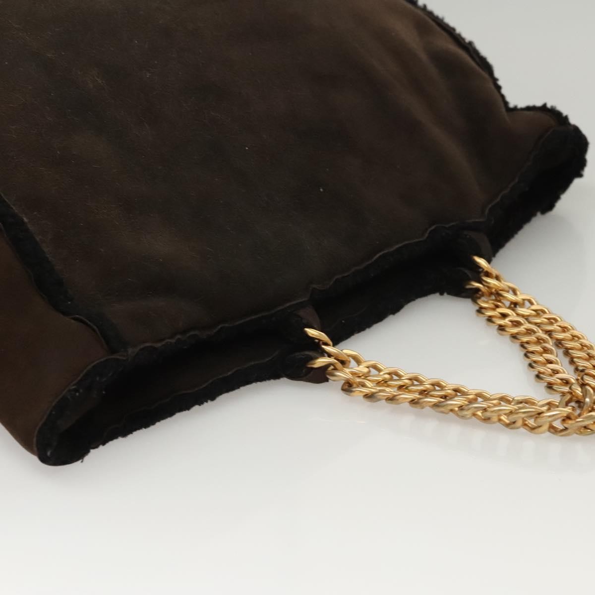 Chanel Chain Handle Bag Leather, BROWN, LEATHER, Tote bag