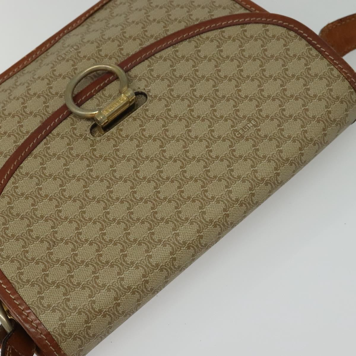 Celine Macadam Shoulder Bag PVC Leather, BEIGE, CANVAS, Shoulder bag