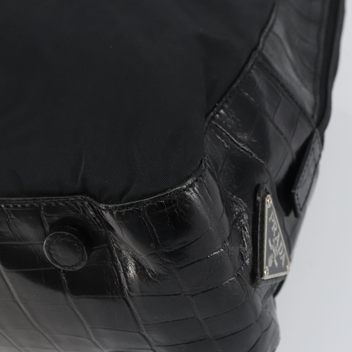 Prada Vintage Shoulder Bag Nylon and Leather, BLACK, NYLON, Shoulder bag