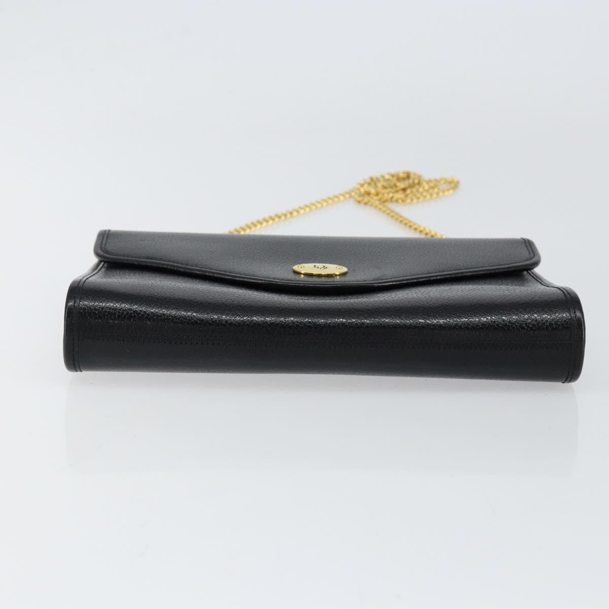 Christian Dior Vintage Chain Flap Shoulder Bag Leather, BLACK, LEATHER, Shoulder bag