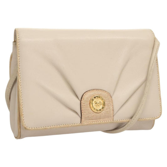 Celine Flap Shoulder Bag Leather, BEIGE, LEATHER, Shoulder bag