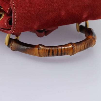 Gucci Vintage Bamboo Backpack Suede, RED, SUEDE, Backpack
