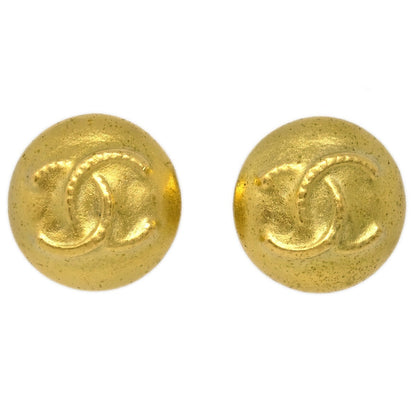 Chanel Vintage CC Round Clip-On Earrings Metal, GOLD, GOLD_PLATED, Earrings