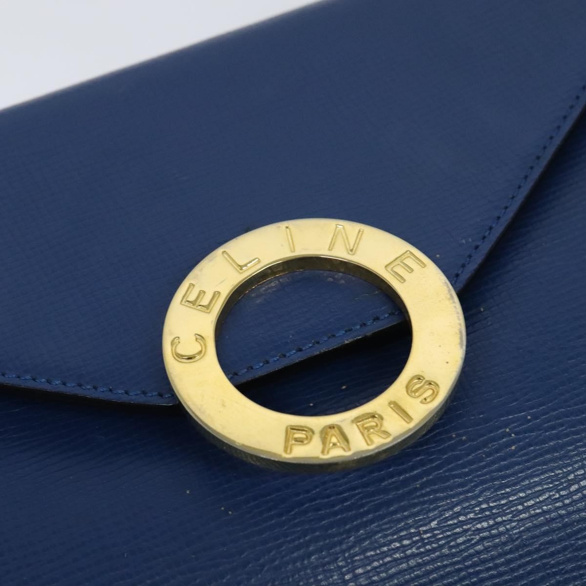 Celine Vintage Circle Logo Crossbody Bag Leather, BLUE, LEATHER, Crossbody bag