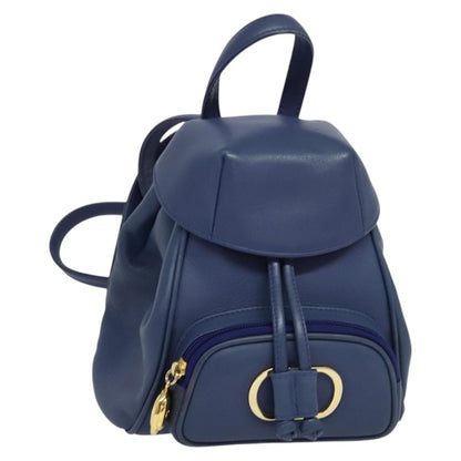 Christian Dior Vintage Flap Backpack Leather, BLUE, LEATHER, Backpack
