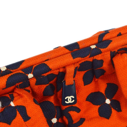 Chanel Vintage Frame Shoulder Bag Printed Canvas, ORANGE, CANVAS, Tote bag
