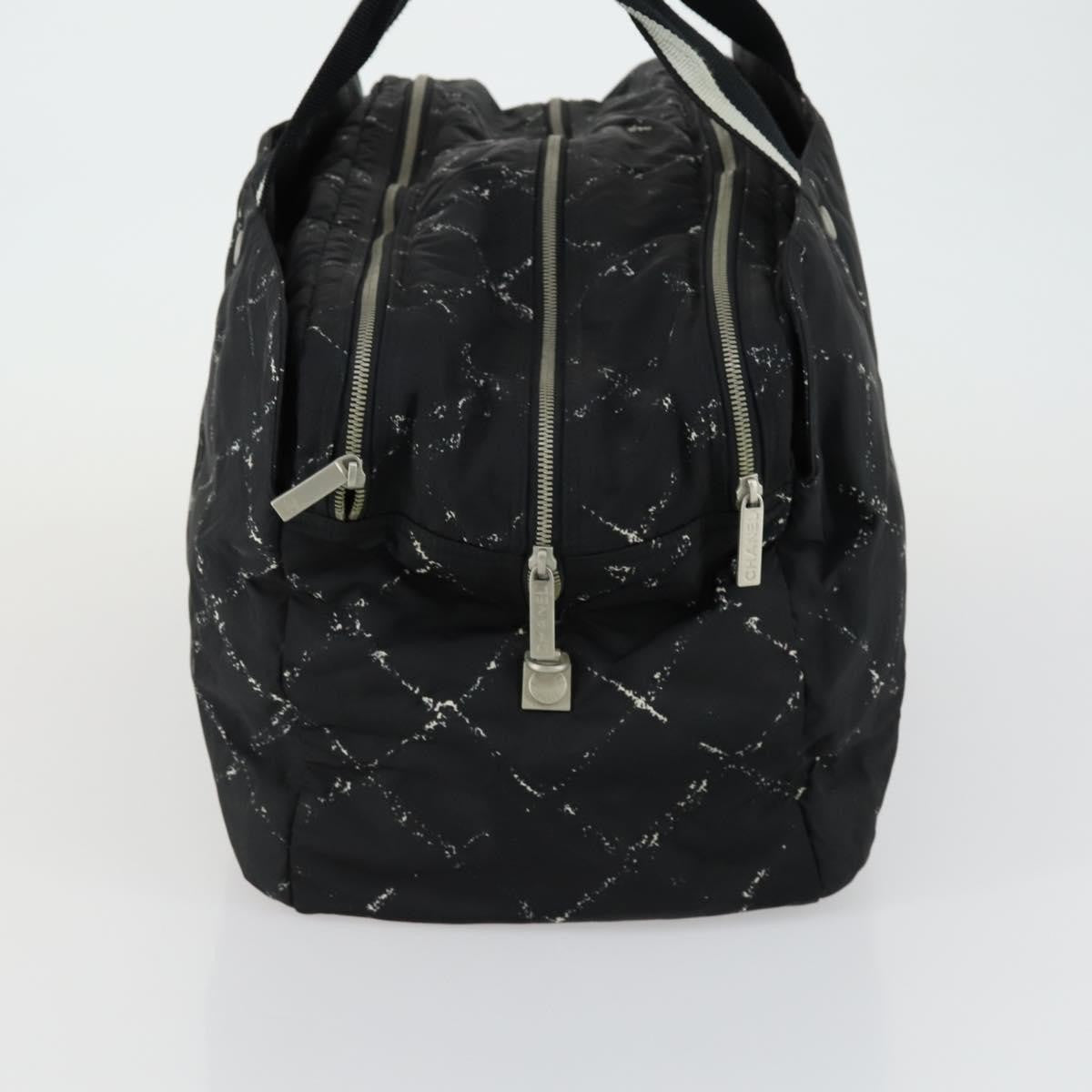 Chanel Travel Line Boston Bag Printed Nylon, BLACK, NYLON, Travel bag