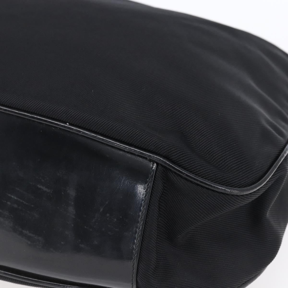 Gucci Vintage Bamboo Handle Open Hobo Nylon, BLACK, NYLON, Handbag