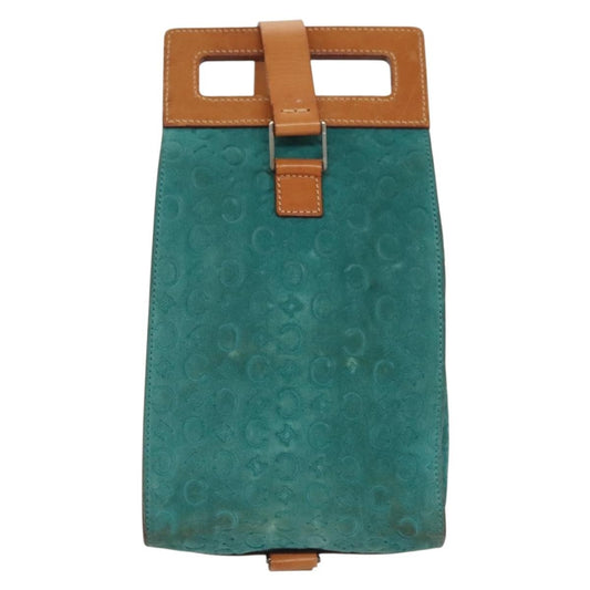 Celine Macadam Shoulder Bag Canvas, TURQUOISE, SUEDE, Shoulder bag
