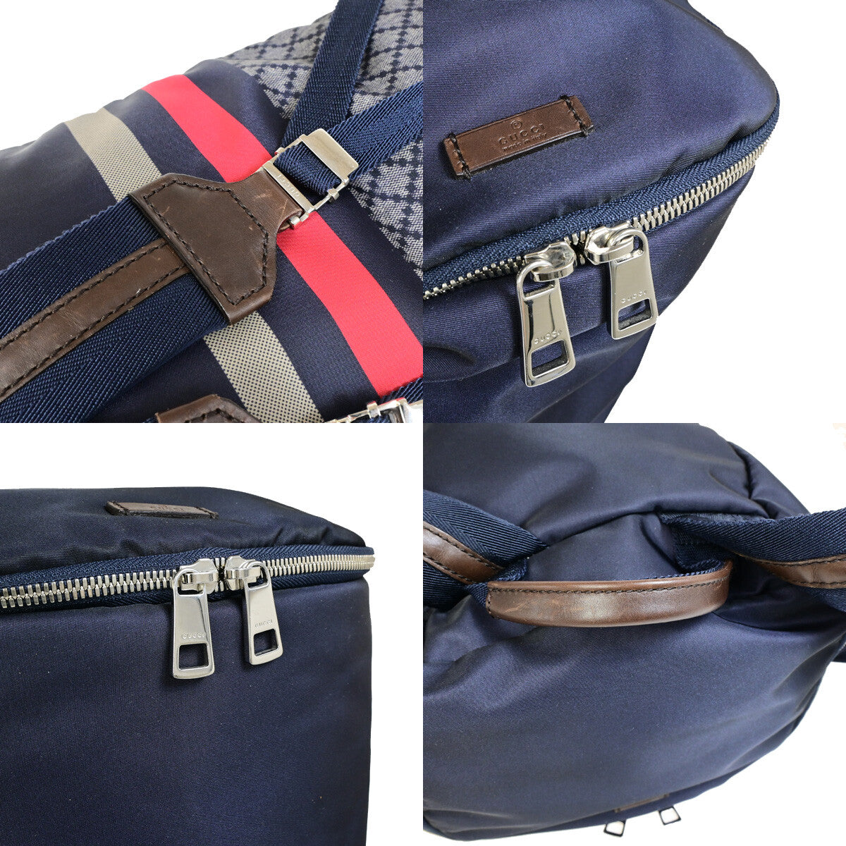 Gucci Travel Backpack GG Nylon, NAVY, NYLON, Backpack