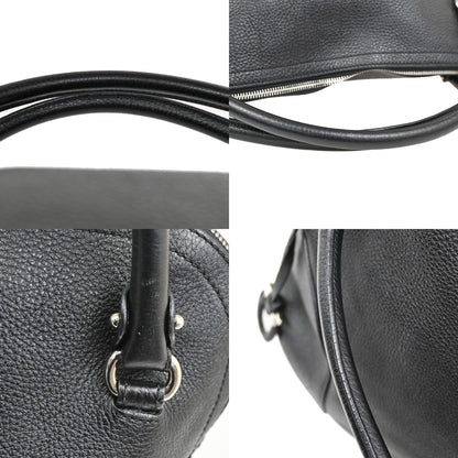 Salvatore Ferragamo Gancini handbag Leather, BLACK, LEATHER, Handbag