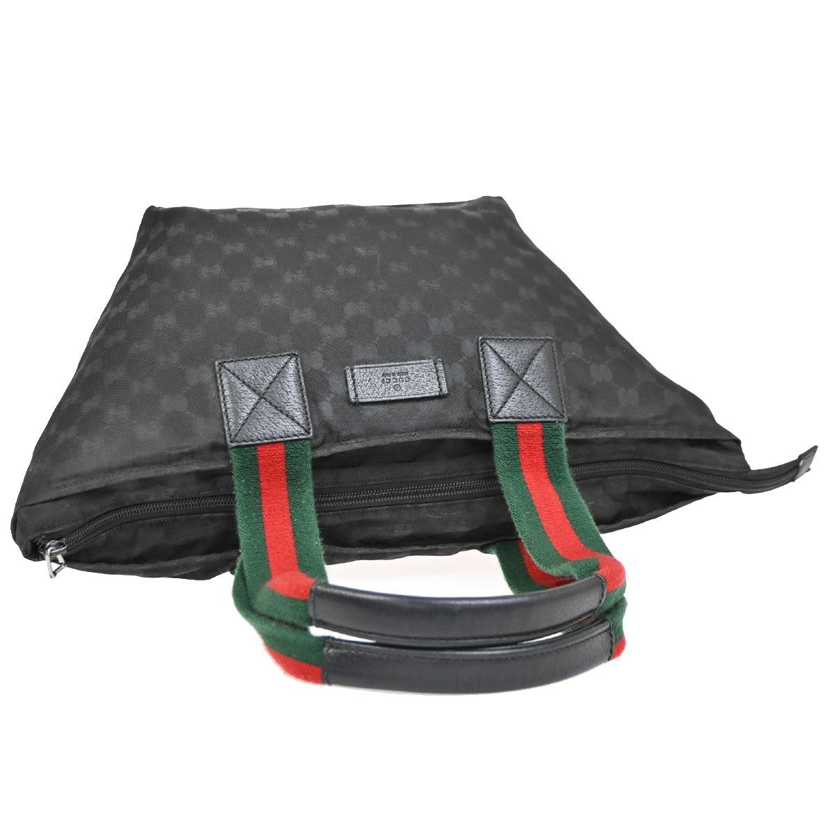 Gucci Web Zip Tote GG Nylon, BLACK, NYLON, Shoulder bag