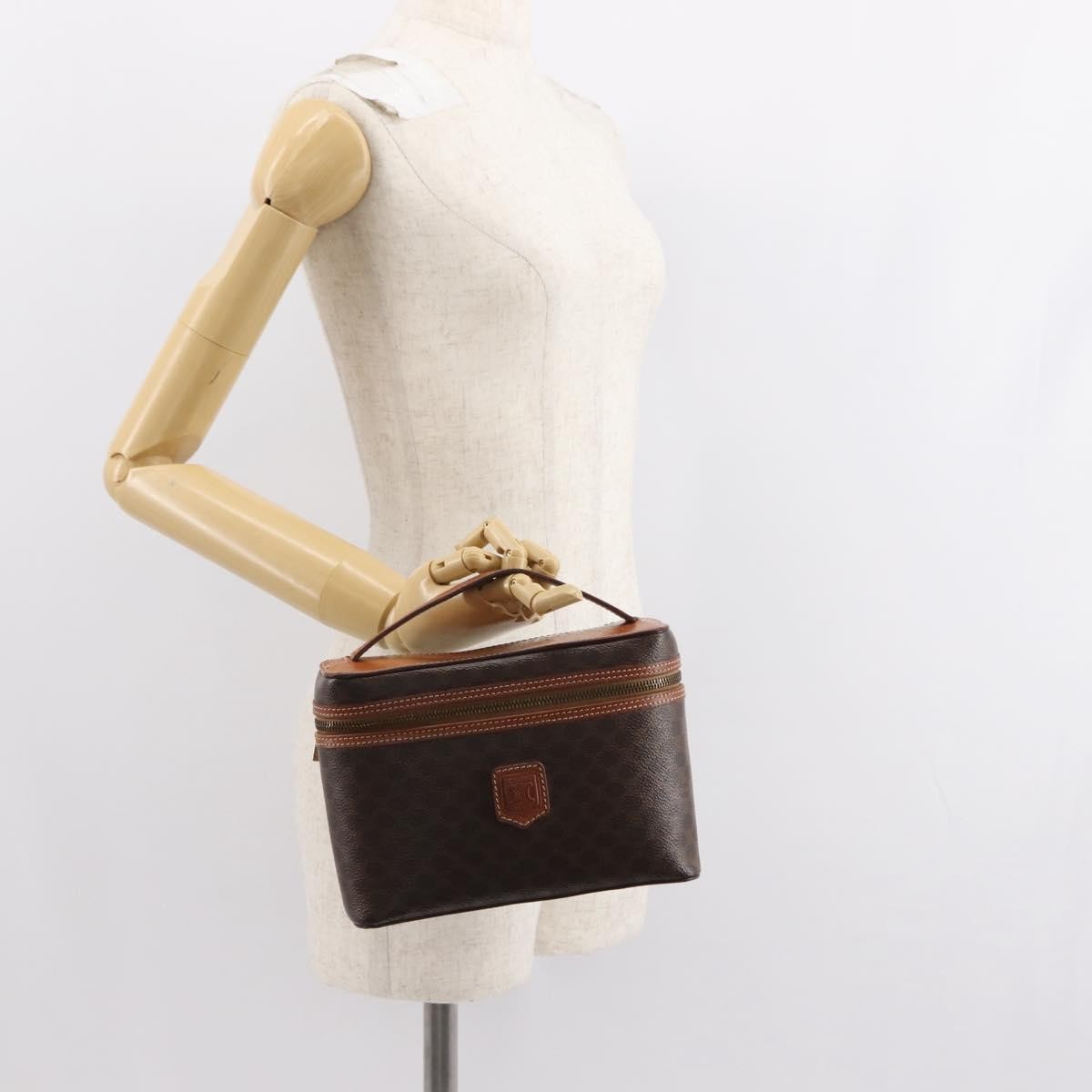 Celine Macadam Vanity Bag Canvas, BROWN, CANVAS, Handbag