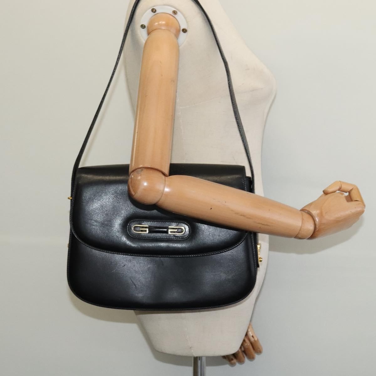 Gucci Vintage double G logo shoulder bag Leather, BLACK, LEATHER, Shoulder bag