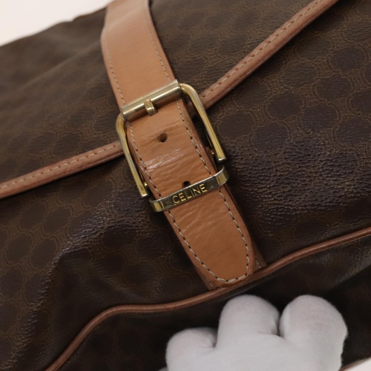 Celine Vintage Macadam Shoulder Bag Canvas, BROWN, CANVAS, Shoulder bag