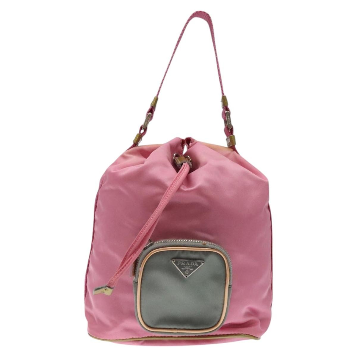 Prada Drawstring Bucket Bag Tessuto, PINK, NYLON, Handbag