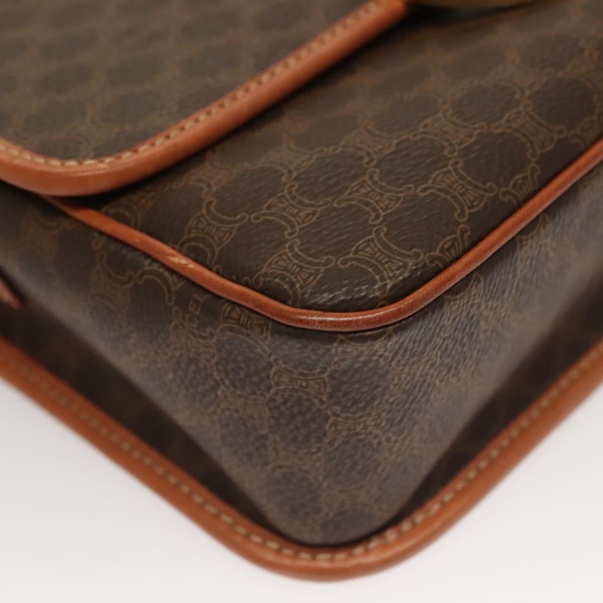 Celine Macadam Shoulder Bag PVC Leather, BROWN, CANVAS, Shoulder bag