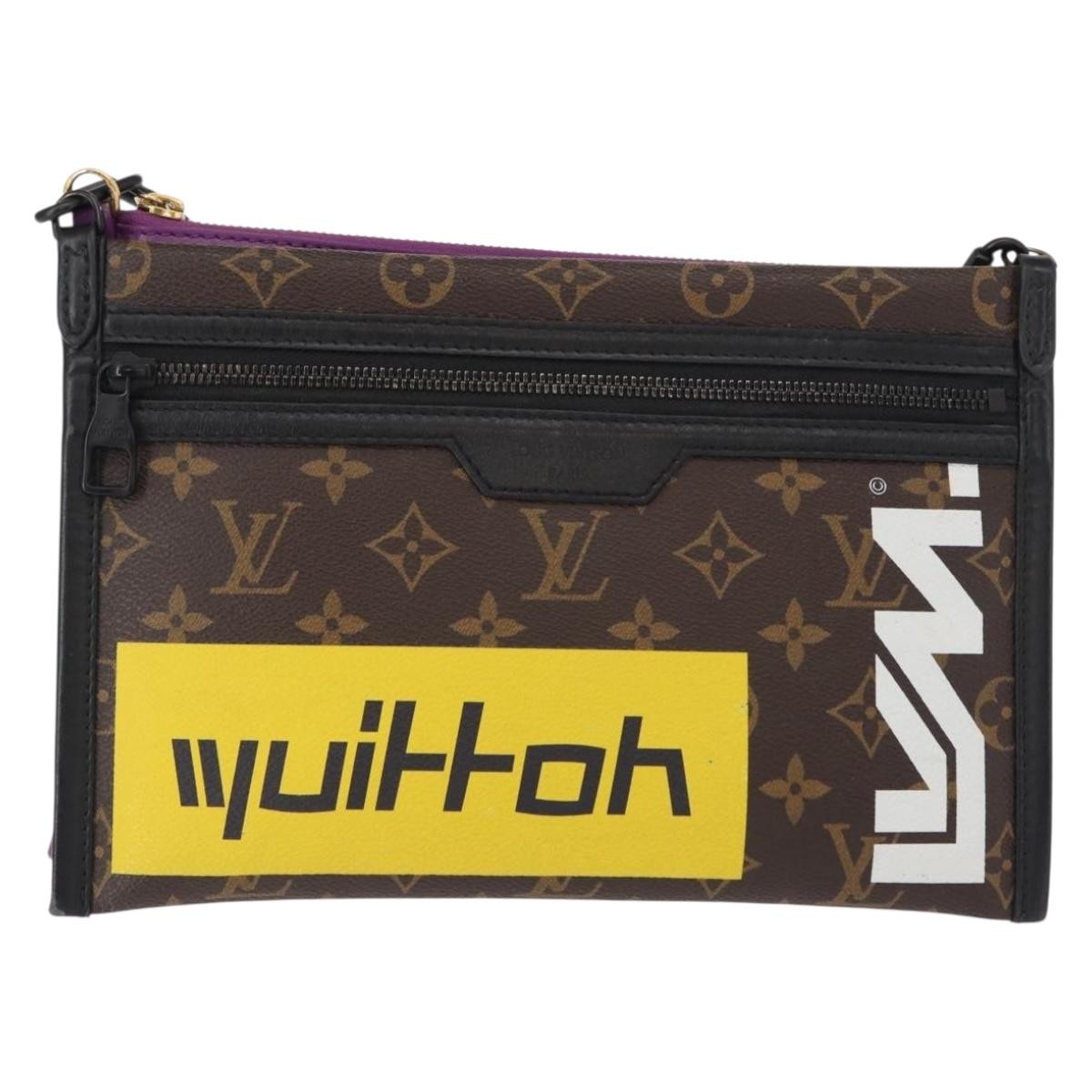 Louis Vuitton Double Flat Messenger Bag Limited Edition Logo Story Monogram Canvas and Denim, MULTICOLOUR, CANVAS, Shoulder bag