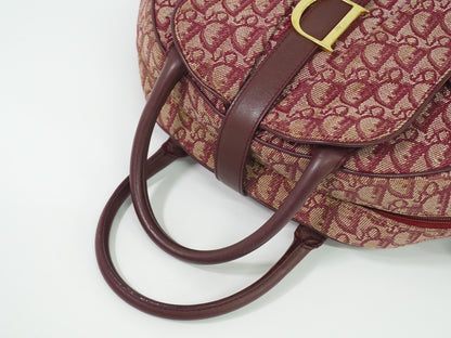 Christian Dior Vintage Saddle Bowler Bag Diorissimo Canvas, BURGUNDY, CANVAS, Handbag