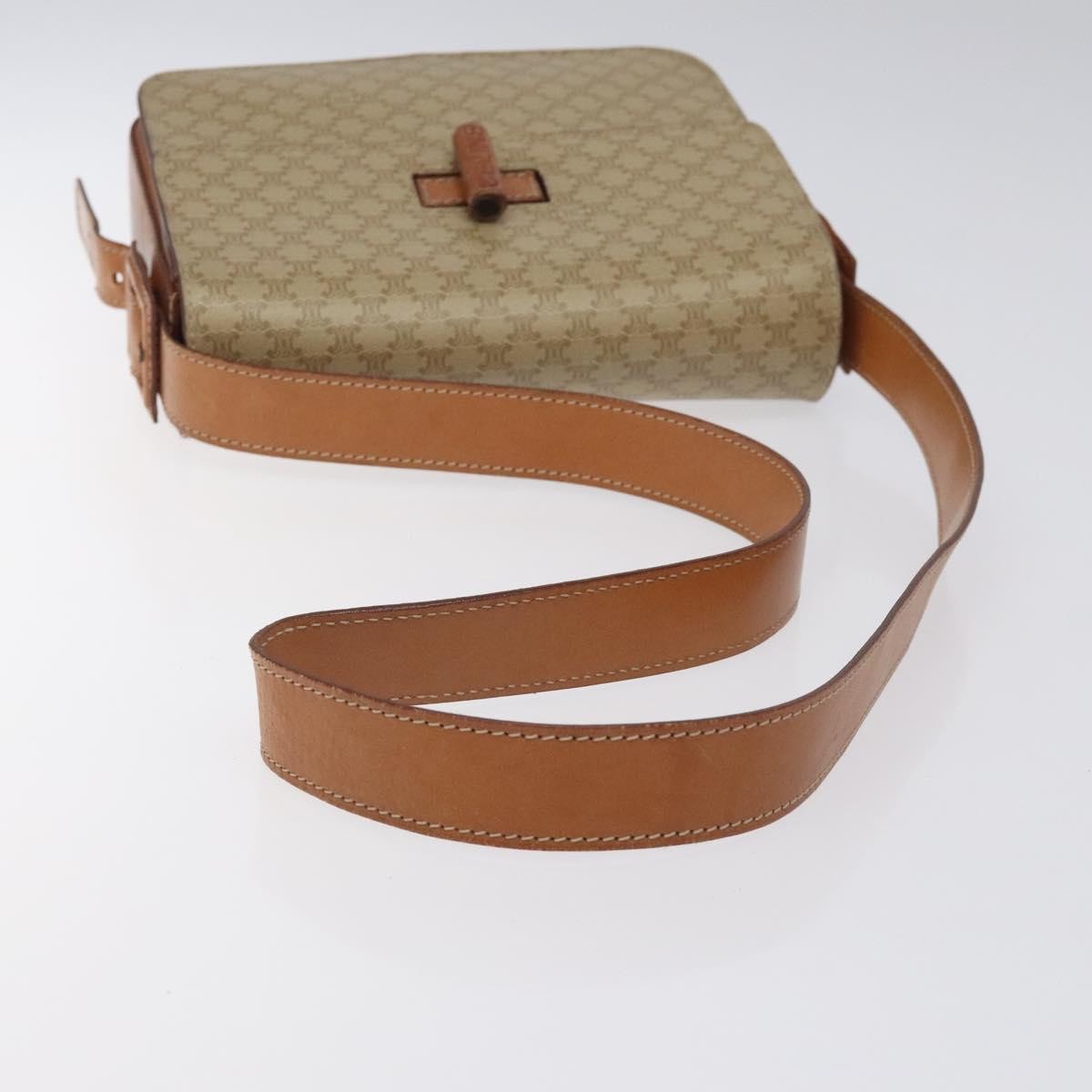 Celine Vintage Convertible Macadam Turnlock Shoulder Bag Canvas and Leather, BEIGE, CANVAS, Shoulder bag