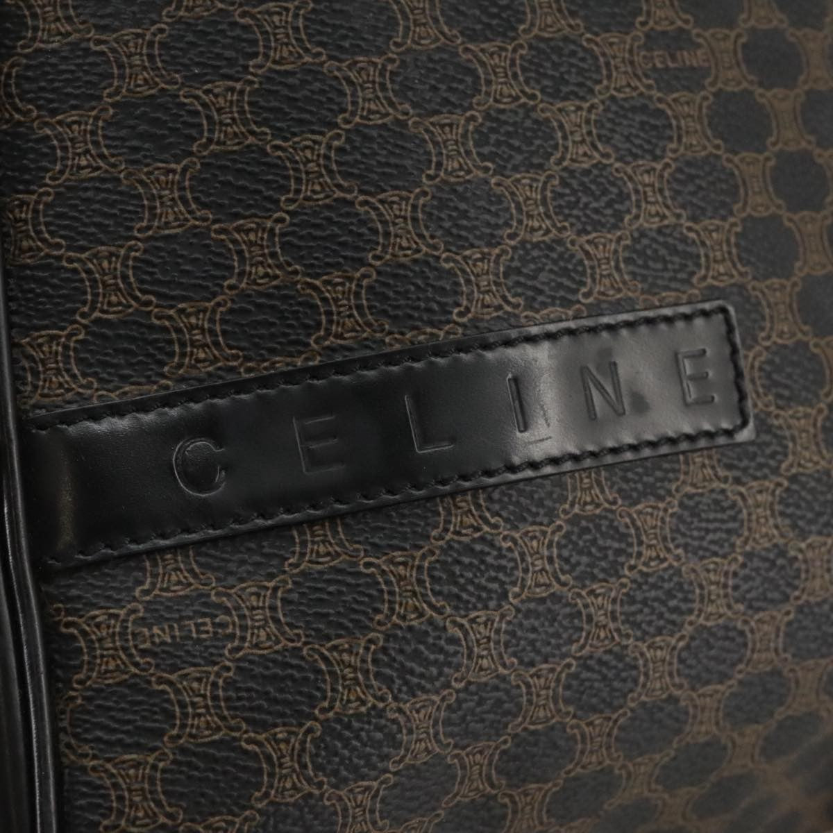 Celine Vintage Macadam Backpack Canvas and Leather, BLACK, CANVAS, Backpack