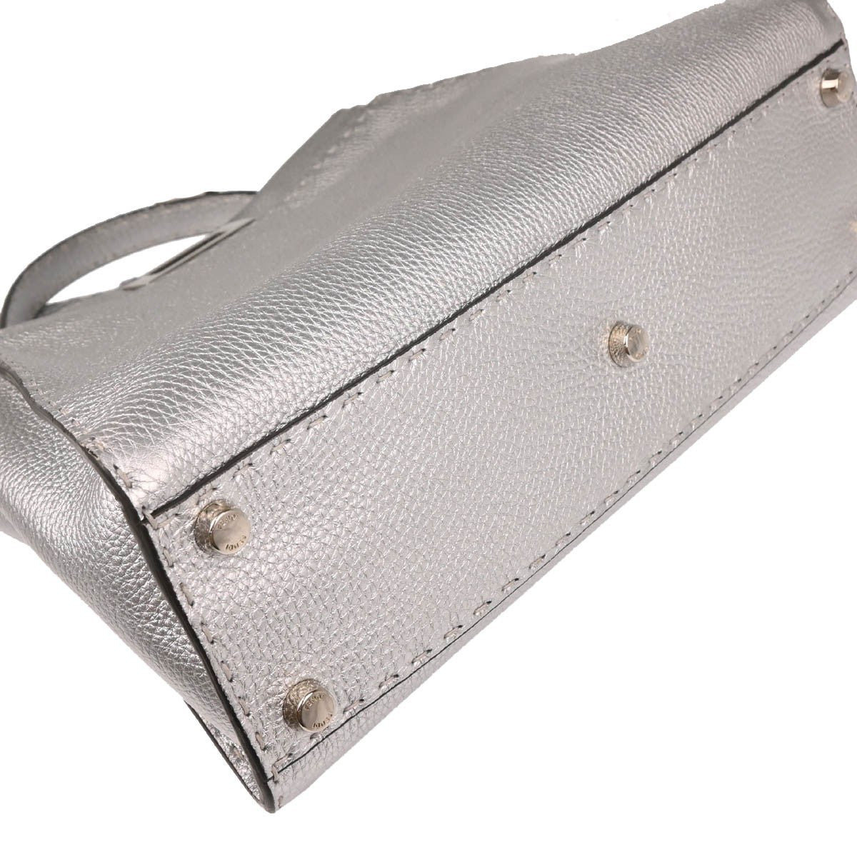 Fendi Peekaboo Bag Leather, SILVER, LEATHER, Handbag