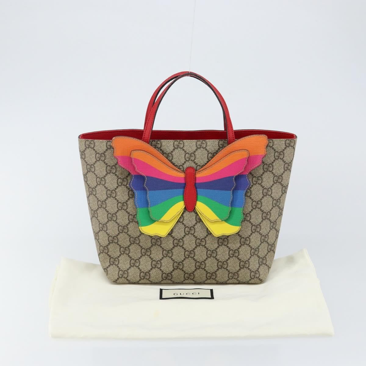 Gucci Children's tote with rainbow butterfly Canvas, BEIGE, PVC, Tote bag